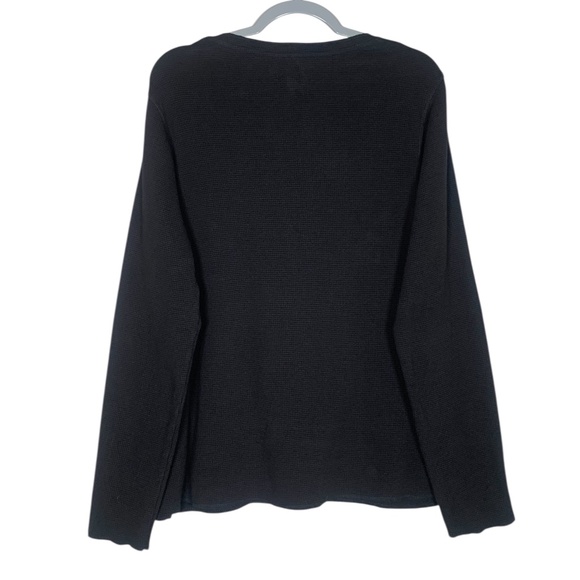 Pact Women's Thermal Henley Black Long Sleeve 5-Button Organic Cotton Top XL - Picture 4 of 5